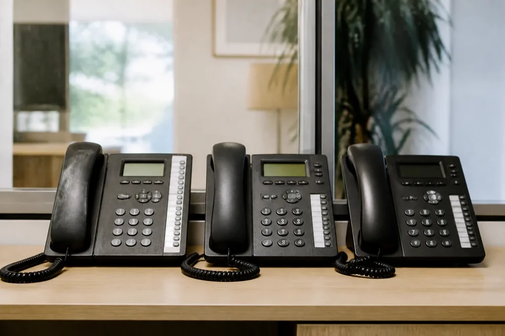 Standard telephonique avec postes etiquetes accueil comptabilite commercial